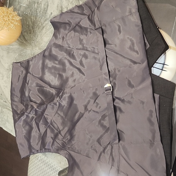 Elegant Gray Wool Fabric Mens Suit Vest Large - Picture 3 of 7